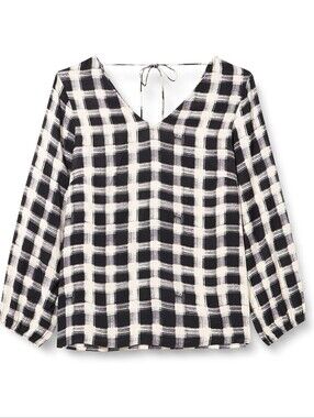 Kaffe Curve Plaid Checkered Blouse Size 50 Plus Black White NWT